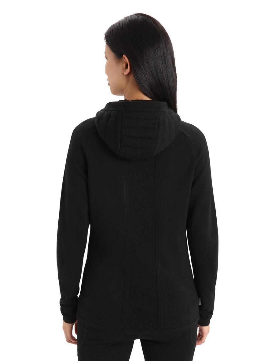 Black Icebreaker ZoneKnit™ Merino Insulated Long Sleeve Zip Women's Hoodie | AU 1670PJJQ